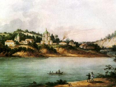 Малюнок із зображенням Межигірського монастиря у 1843 р.