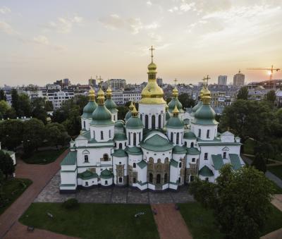 Вид с высоты на Собор святой Софии в Киеве
