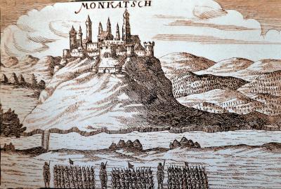 Гравюра с изображением Мукачевского замка в XVII в.